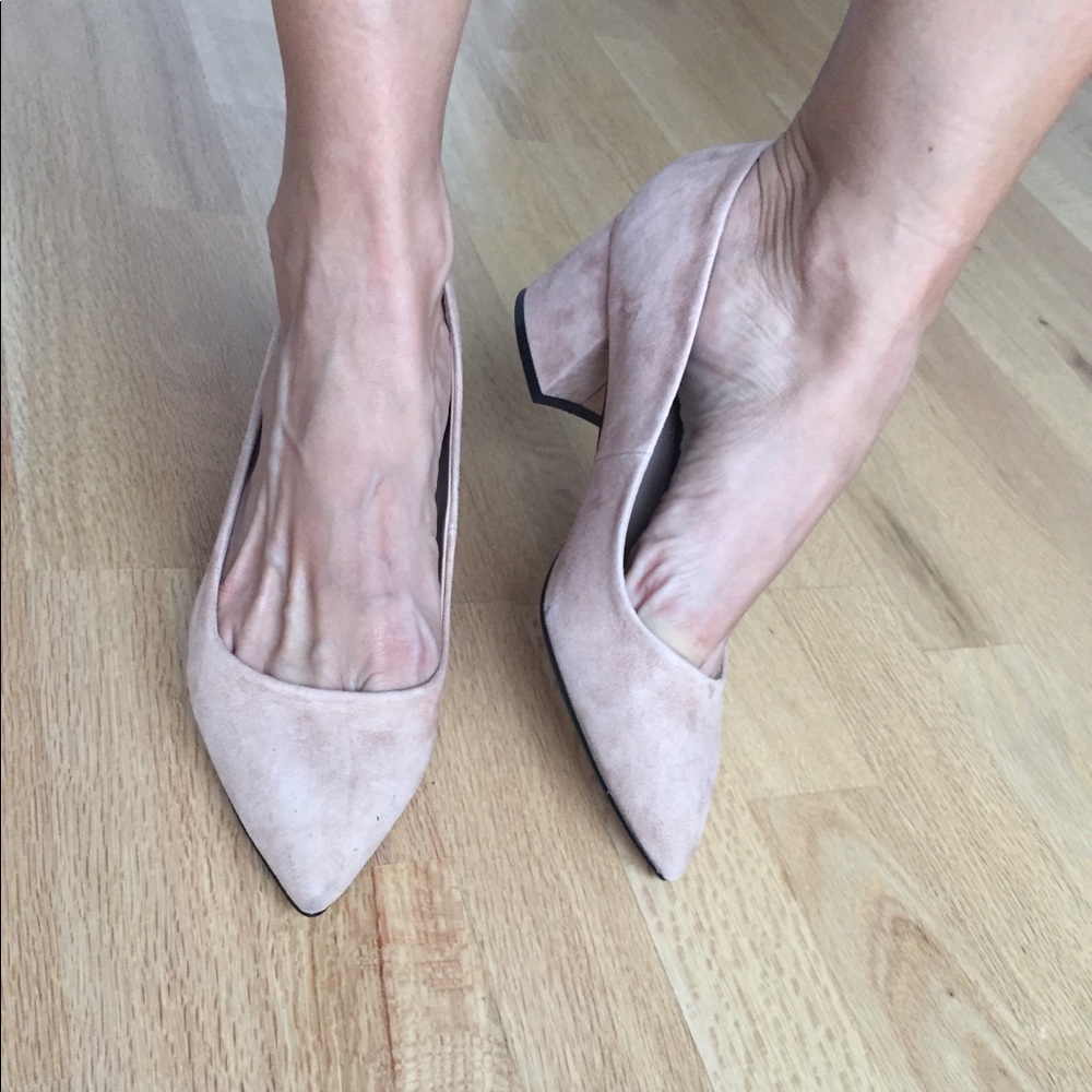 Aldo suede block heel pumps